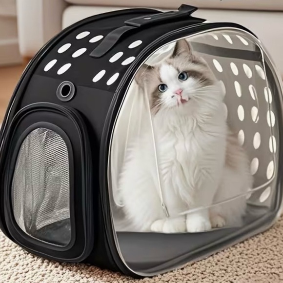 PVC Cat Bubble Travel Carrier – Portable Crossbody Carrier – Folds – Blue - NEW - Picture 3 of 9